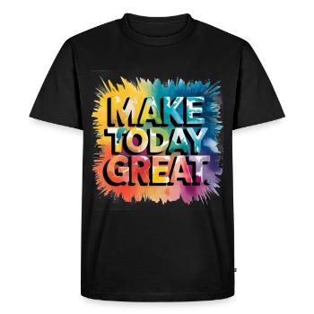 Make great today with colorful motif - Men's Premium Organic T-Shirt - black - Front - Nico (187cm)