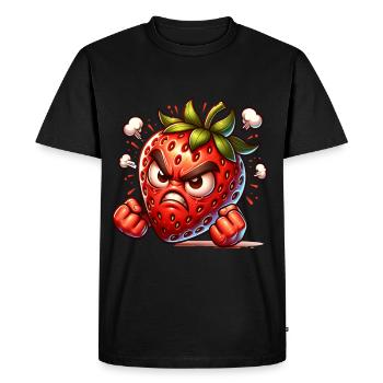 Angry Strawberry Cartoon Illustration - Men's Premium Organic T-Shirt - black - Front - Nico (187cm)