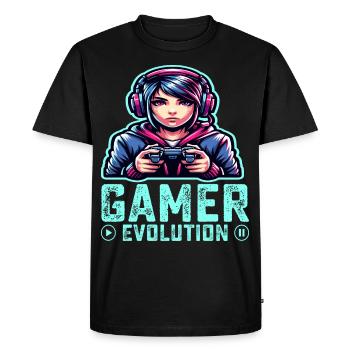 Evolution of a Gamer, Cool Gaming Design - Men's Premium Organic T-Shirt - black - Front - Nico (187cm)