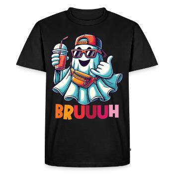 Ghost with Broth Attitude for Cool Ghosts - Men's Premium Organic T-Shirt - black - Front - Nico (187cm)