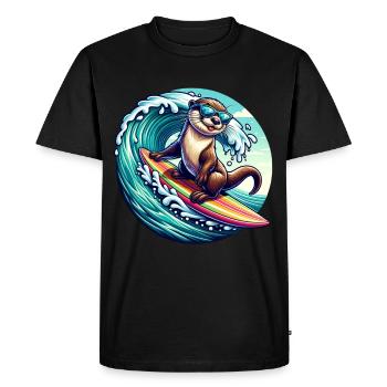 Illustration de loutre de surf cool avec des lunettes de soleil - T-shirt Premium bio Homme - noir - Devant - Nico (187cm)