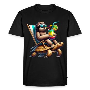 Cocktail décontracté Sloth Turtle - T-shirt Premium bio Homme - noir - Devant - Nico (187cm)