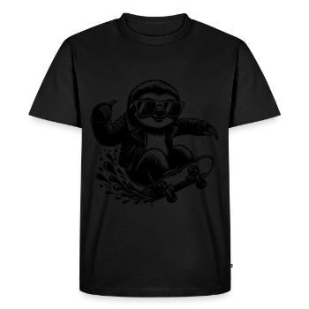 Cool sloth skater motif with sunglasses - Men's Premium Organic T-Shirt - black - Front - Nico (187cm)