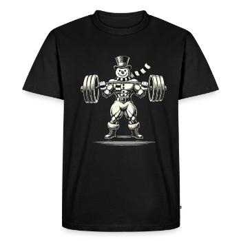 Bonhomme de neige fort avec haltérophilie - T-shirt Premium bio Homme - noir - Devant - Nico (187cm)