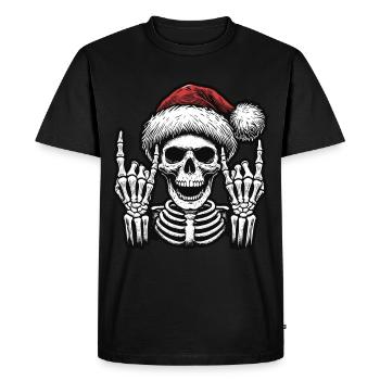 Le crâne de Noël berce l’hiver - T-shirt Premium bio Homme - noir - Devant - Nico (187cm)