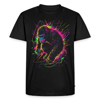 Singe Gorille Chimpanzé Néon Coloré Coloré - T-shirt Premium bio Homme - noir - Devant - Nico (187cm)