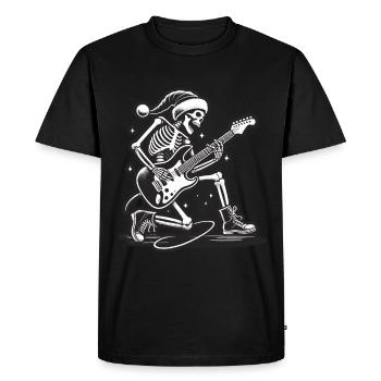 Squelette Noël Rocker avec guitare électrique - T-shirt Premium bio Homme - noir - Devant - Nico (187cm)