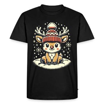 Adorable renne de Noël design vintage - T-shirt Premium bio Homme - noir - Devant - Nico (187cm)