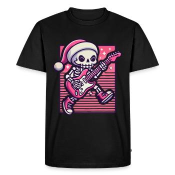 Noël squelette guitariste rocks - T-shirt Premium bio Homme - noir - Devant - Nico (187cm)