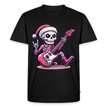 Guitariste de rock squelette de Noël - T-shirt Premium bio Homme - noir - Devant - Nico (187cm)