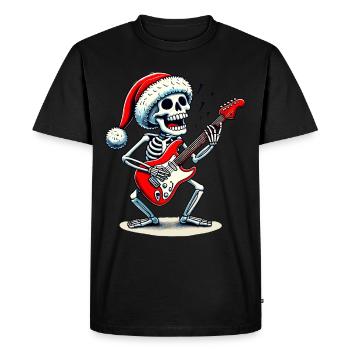 Squelette de Noël avec guitare électrique rocks - T-shirt Premium bio Homme - noir - Devant - Nico (187cm)