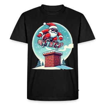 Skateboarding Santa Claus Fun Winter - Men's Premium Organic T-Shirt - black - Front - Nico (187cm)