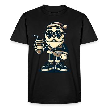 Snob Père Noël Cool avec boisson - T-shirt Premium bio Homme - noir - Devant - Nico (187cm)