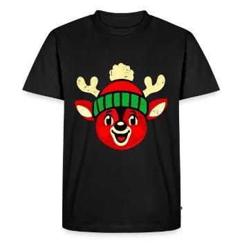 Vintage Christmas Reindeer Design with Snow - Men's Premium Organic T-Shirt - black - Front - Nico (187cm)