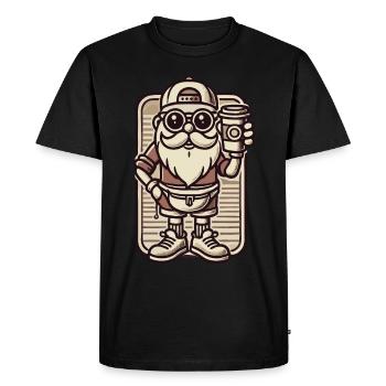 Père Noël snob avec du café - T-shirt Premium bio Homme - noir - Devant - Nico (187cm)
