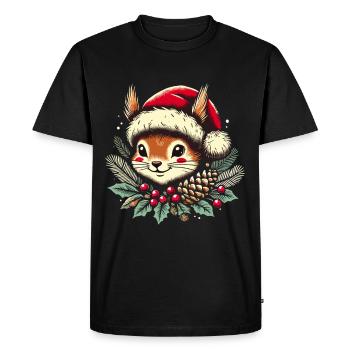 Noël festif écureuil Vintage - T-shirt Premium bio Homme - noir - Devant - Nico (187cm)