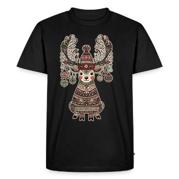 Renne vintage de Noël dans le - T-shirt Premium bio Homme - noir - Devant - Nico (187cm)