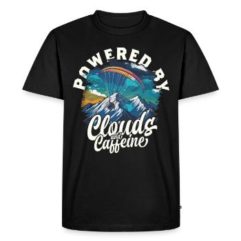 Paramotoring Powered By Clouds And Caffeine - Men's Premium Organic T-Shirt - black - Front - Nico (187cm)