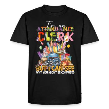 Secretary for Attendance - Men's Premium Organic T-Shirt - black - Front - Nico (187cm)