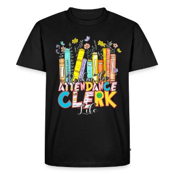 Secretary for Attendance - Men's Premium Organic T-Shirt - black - Front - Nico (187cm)