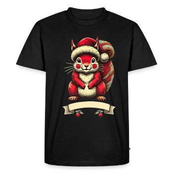 Écureuil de Noël avec chapeau de Noël - T-shirt Premium bio Homme - noir - Devant - Nico (187cm)