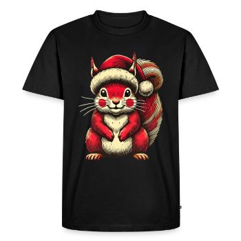 Écureuil mignon avec chapeau de Noël - T-shirt Premium bio Homme - noir - Devant - Nico (187cm)