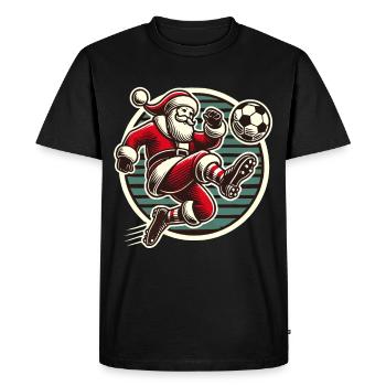 Conception du joueur de football du Père Noël - T-shirt Premium bio Homme - noir - Devant - Nico (187cm)