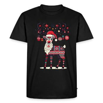 Renne de Noël avec décoration festive - T-shirt Premium bio Homme - noir - Devant - Nico (187cm)