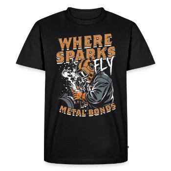 Soudeur où les étincelles volent Liaisons métalliques - T-shirt Premium bio Homme - noir - Devant - Nico (187cm)