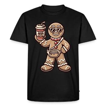 Drôle de pain d’épice Snob Noël Fun - T-shirt Premium bio Homme - noir - Devant - Nico (187cm)