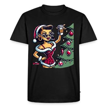 Motif de dessin animé pin-up de Noël - T-shirt Premium bio Homme - noir - Devant - Nico (187cm)