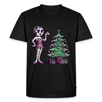 Motif de dessin animé pin-up de Noël en rétro - T-shirt Premium bio Homme - noir - Devant - Nico (187cm)