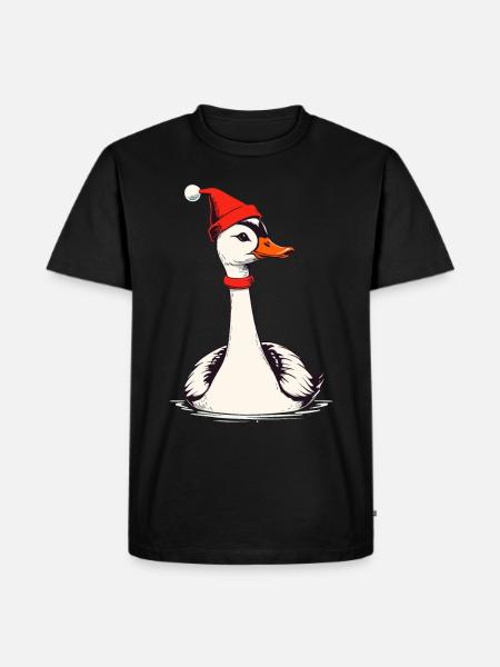 Christmas goose with Christmas hat - Men's Premium Organic T-Shirt - black