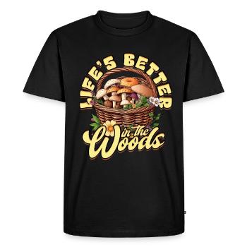 Cueilleurs de champignons Producteurs de champignons La vie est meilleure dans les bois - T-shirt Premium bio Homme - noir - Devant - Nico (187cm)