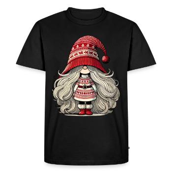 Christmas Gnome Woman Festive Gnome Girl - Men's Premium Organic T-Shirt - black - Front - Nico (187cm)