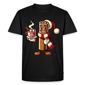 Hot Chocolate with Cinnamon Merry Christmas Time - Men's Premium Organic T-Shirt - black - Front - Nico (187cm)