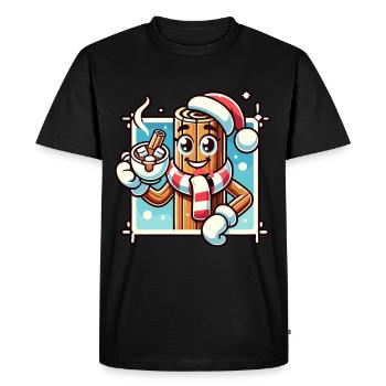 Hot Chocolate with Cinnamon Cartoon Winter Joy - Men's Premium Organic T-Shirt - black - Front - Nico (187cm)