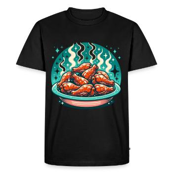 Délice alléchant d’ailes de poulet chaudes - T-shirt Premium bio Homme - noir - Devant - Nico (187cm)