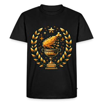 Golden goblet with chicken thighs and stars - Men's Premium Organic T-Shirt - black - Front - Nico (187cm)