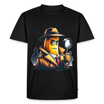 Banane détective avec loupe en trench-coat - T-shirt Premium bio Homme - noir - Devant - Nico (187cm)
