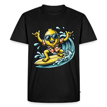 Surf Lemon avec chemise hawaïenne - T-shirt Premium bio Homme - noir - Devant - Nico (187cm)