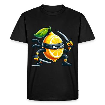 Ninja citron avec épée de samouraï - T-shirt Premium bio Homme - noir - Devant - Nico (187cm)