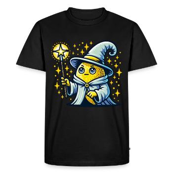 Magical Lemon Mage with Star Staff - Men's Premium Organic T-Shirt - black - Front - Nico (187cm)