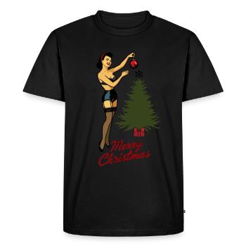 Pin-up de Noël style rétro vintage - T-shirt Premium bio Homme - noir - Devant - Nico (187cm)