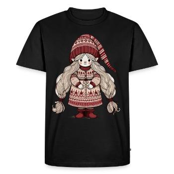 Christmas Gnome Woman Festive Gnome Girl - Men's Premium Organic T-Shirt - black - Front - Nico (187cm)