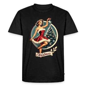 Motif pin-up rétro de Noël - T-shirt Premium bio Homme - noir - Devant - Nico (187cm)