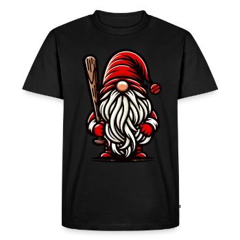 Christmas Baseball Gnome Dwarf Sports Fan - Men's Premium Organic T-Shirt - black - Front - Nico (187cm)