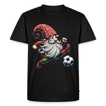 Christmas Football Gnome Elf Gnome - Men's Premium Organic T-Shirt - black - Front - Nico (187cm)