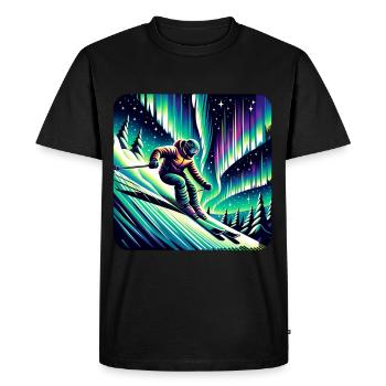 Skiing under the Northern Lights - Men's Premium Organic T-Shirt - black - Front - Nico (187cm)