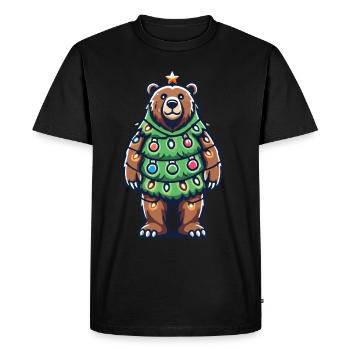 Ours de Noël avec arbre de lumière - T-shirt Premium bio Homme - noir - Devant - Nico (187cm)